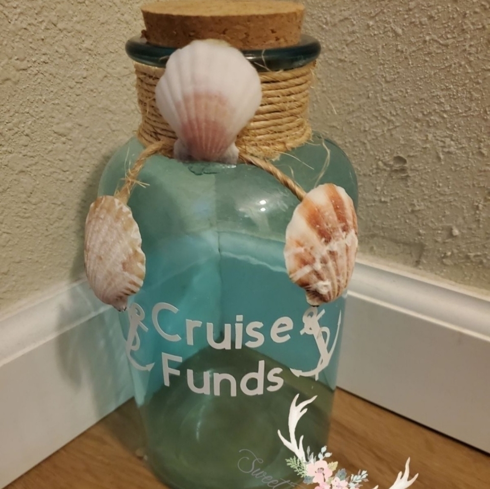 Cruise Fund Bank, Glass Bank, Home Decor -NWOT